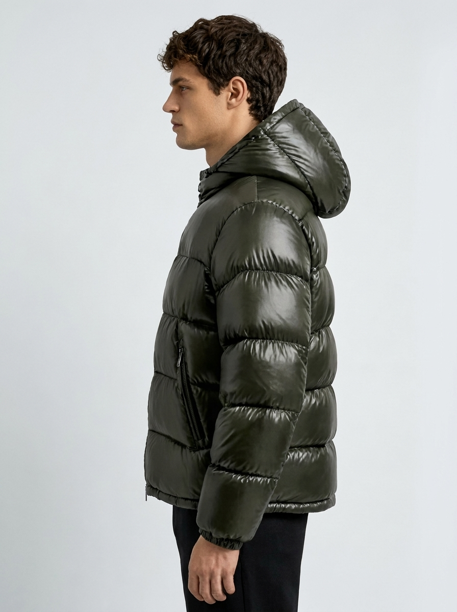 Men's Hooded Puffer Jacket - Casual Winter Coat for Cold Weather