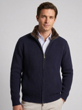 Men's Knitted Cardigan with Lapel and Removable Fur Collar