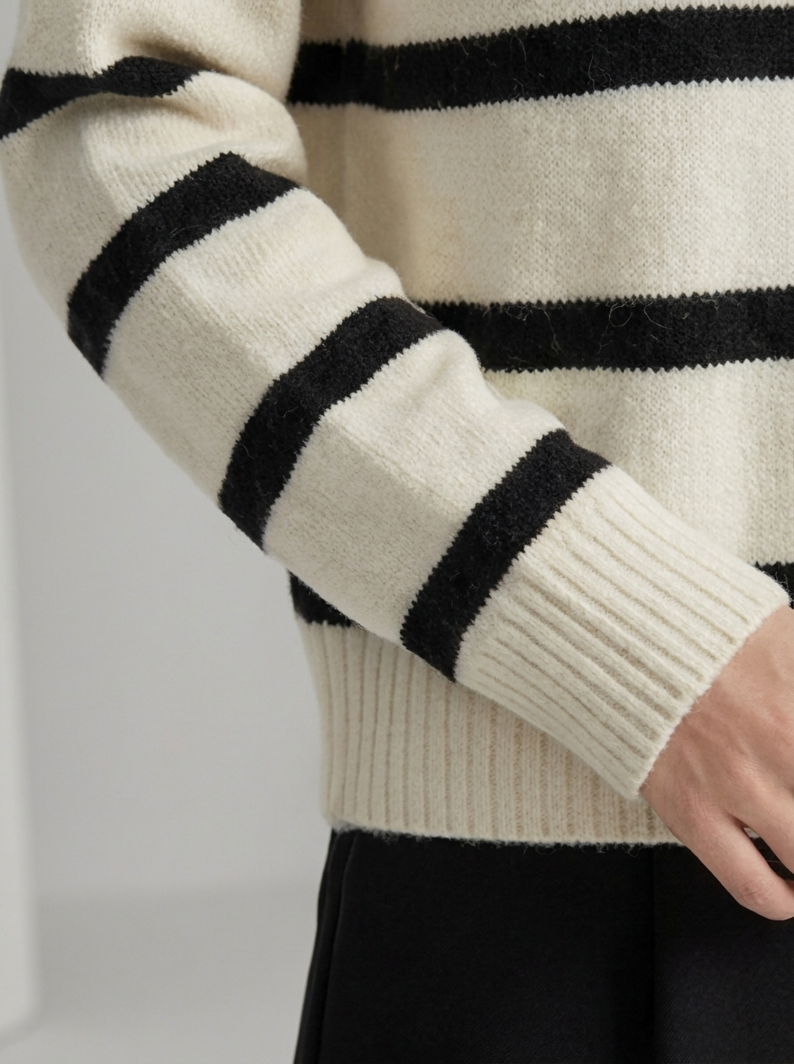 Women's Half Zip Striped Sweater