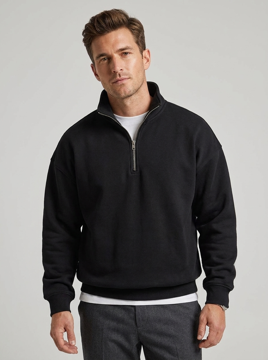 Men's Half Zipper Stand Collar Sweatshirt