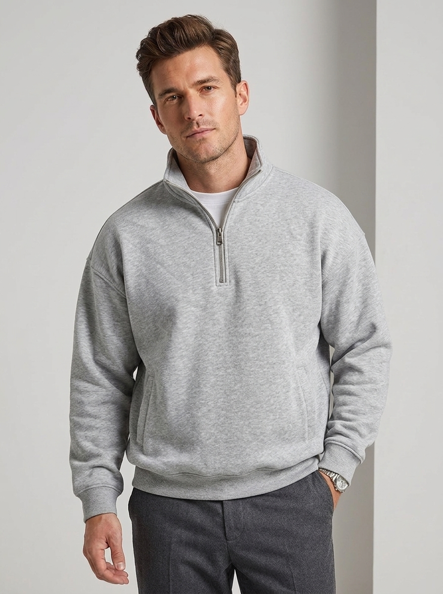 Men's Half Zipper Stand Collar Sweatshirt