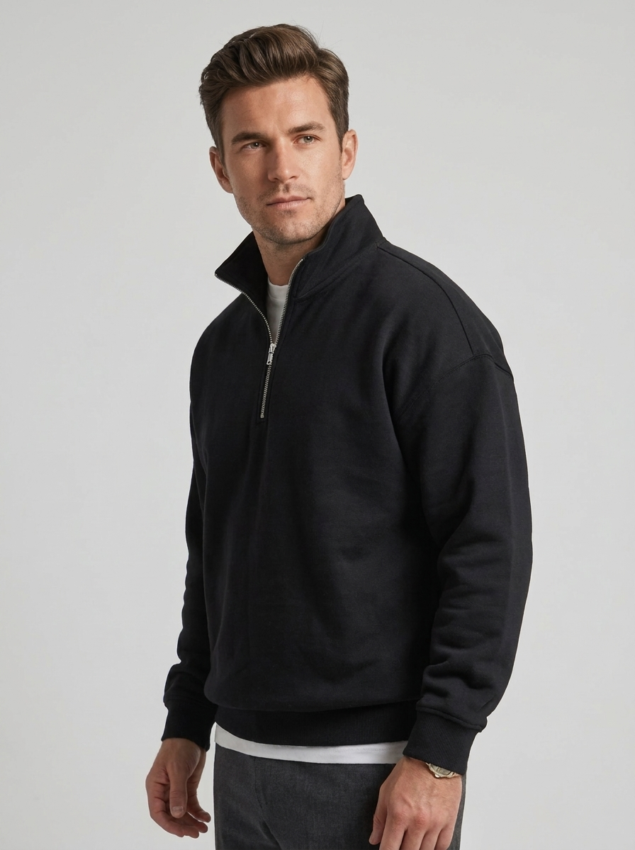 Men's Half Zipper Stand Collar Sweatshirt