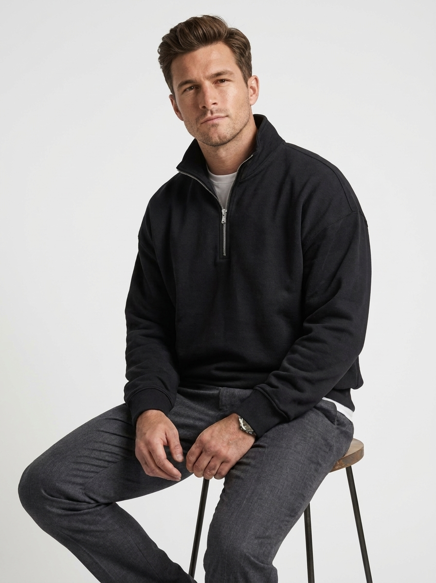 Men's Half Zipper Stand Collar Sweatshirt