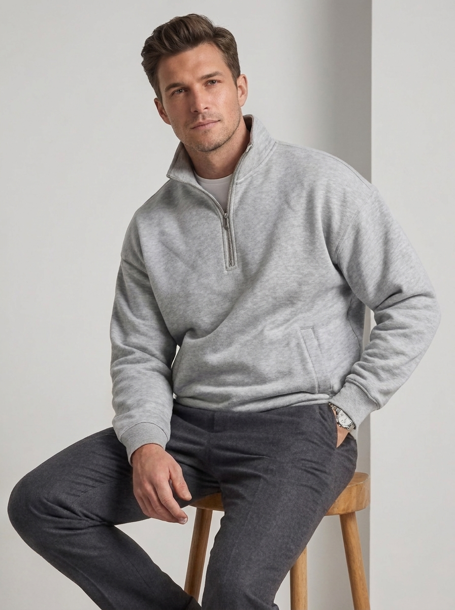 Men's Half Zipper Stand Collar Sweatshirt