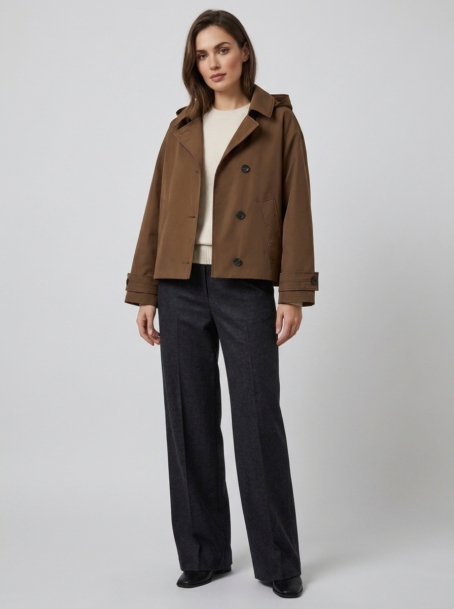 Women's Hooded Single-Breasted Trench Coat