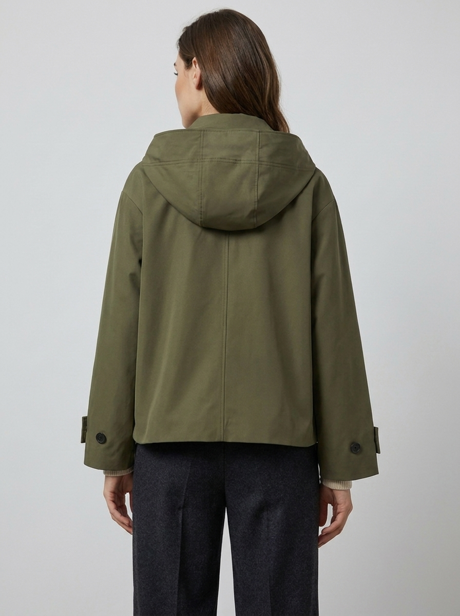 Women's Hooded Single-Breasted Trench Coat