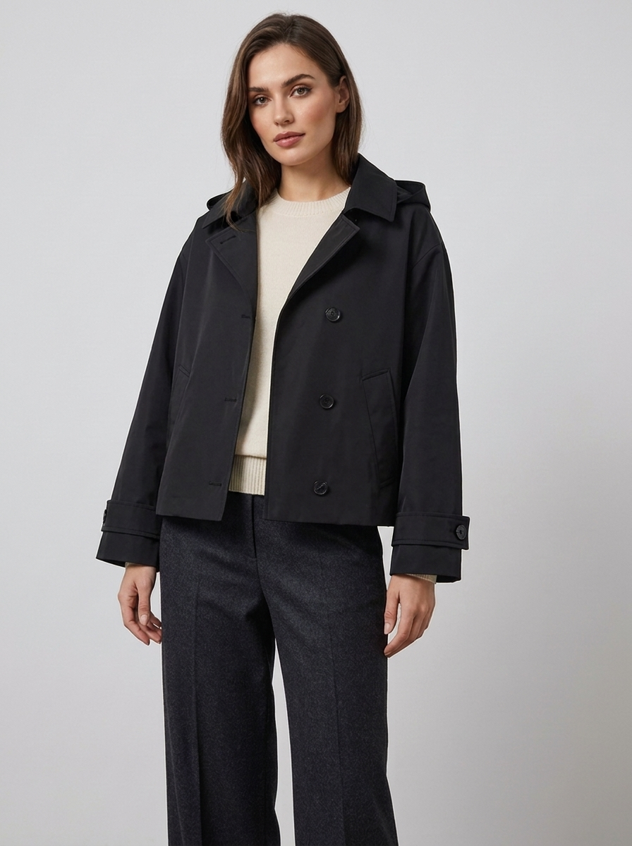 Women's Hooded Single-Breasted Trench Coat