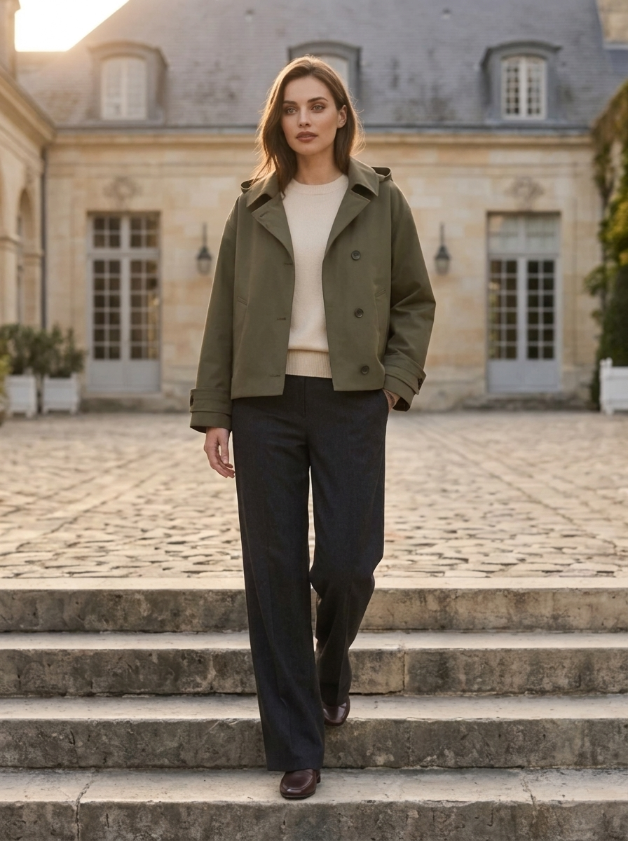 Women's Hooded Single-Breasted Trench Coat