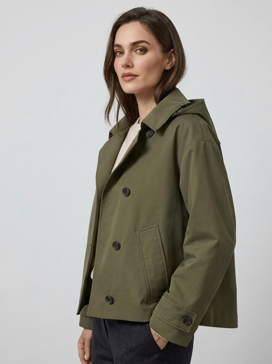 Women's Hooded Single-Breasted Trench Coat