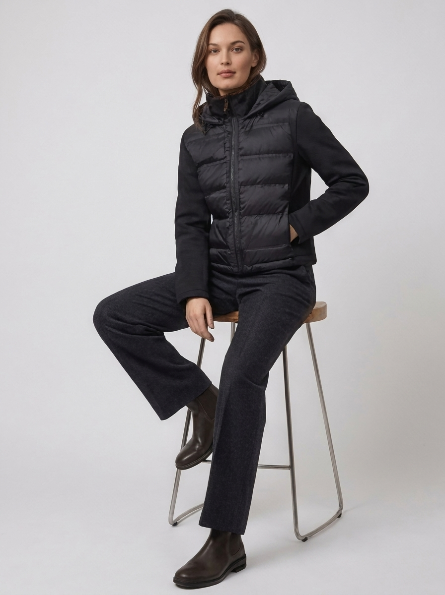 Women's Hybrid Puffer Jacket with Hood