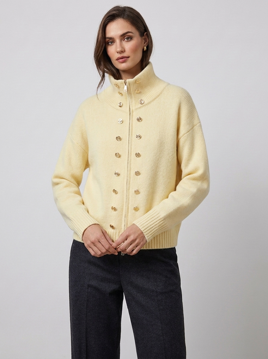 Women's Turtleneck Cardigan Jacket for Cozy Winter Style