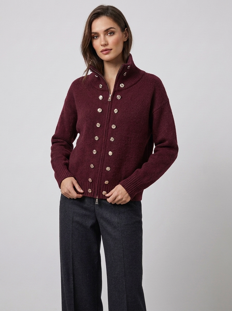 Women's Turtleneck Cardigan Jacket for Cozy Winter Style