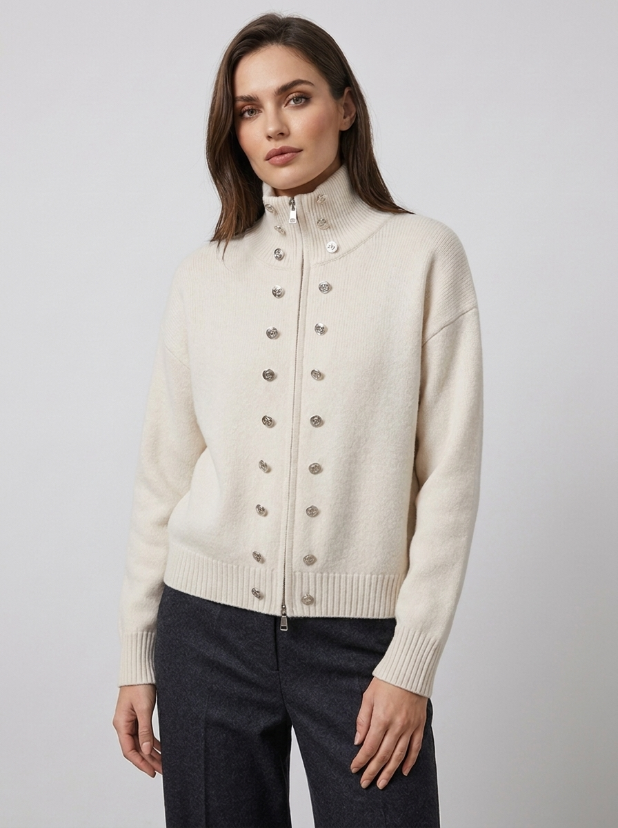 Women's Turtleneck Cardigan Jacket for Cozy Winter Style