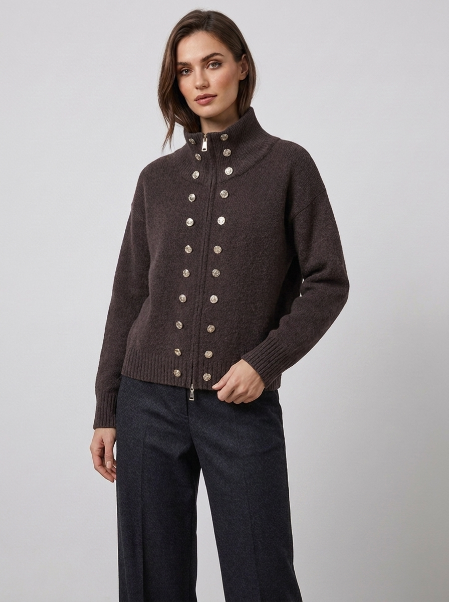 Women's Turtleneck Cardigan Jacket for Cozy Winter Style
