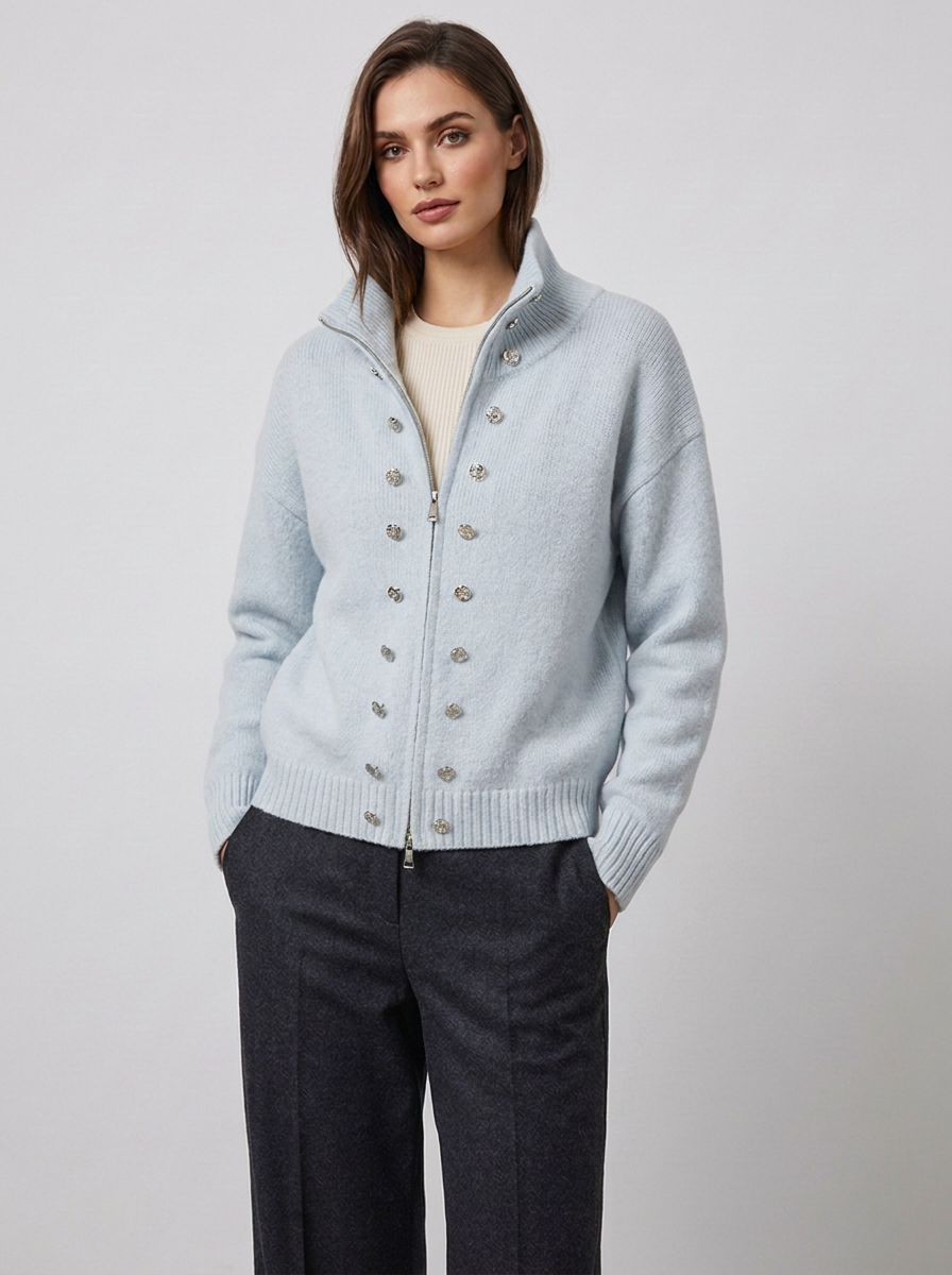 Women's Turtleneck Cardigan Jacket for Cozy Winter Style