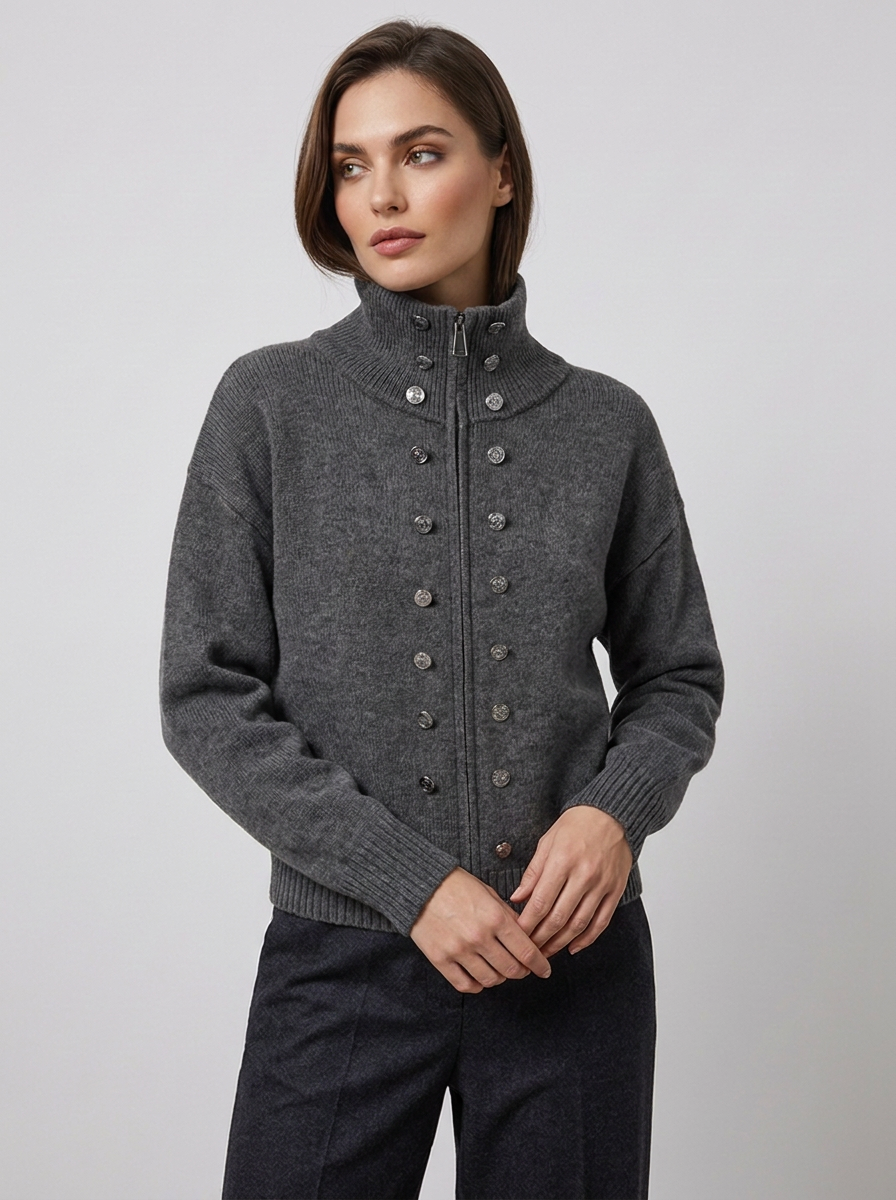 Women's Turtleneck Cardigan Jacket for Cozy Winter Style