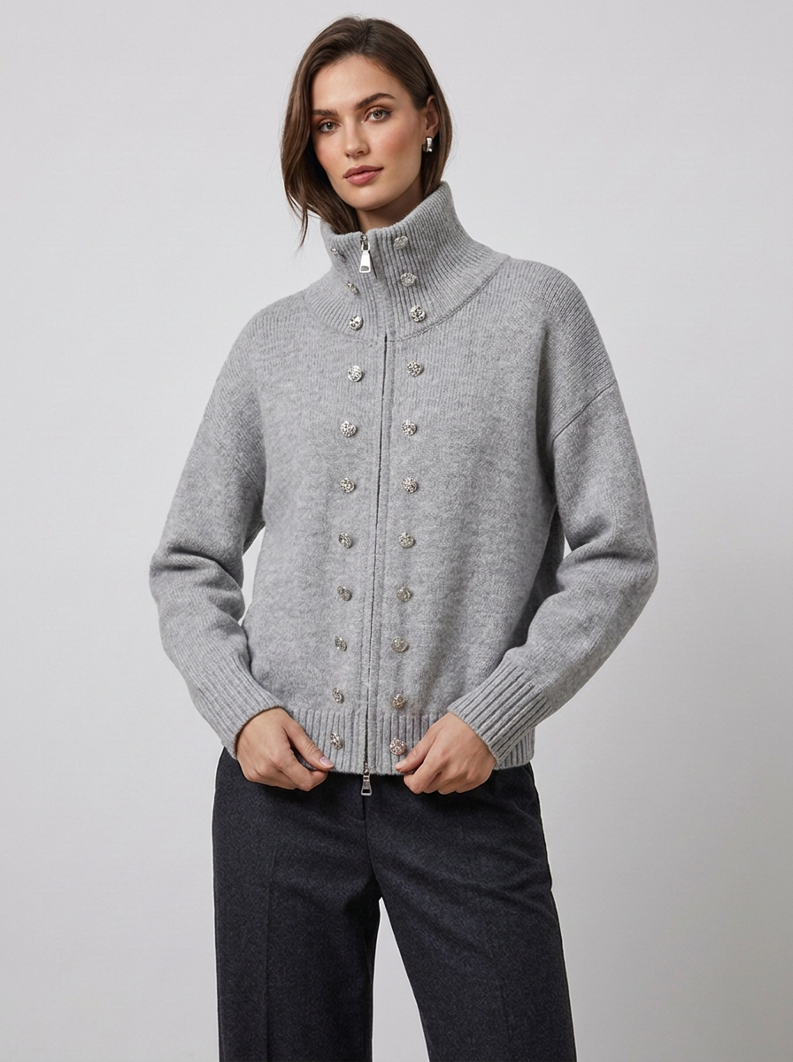 Women's Turtleneck Cardigan Jacket for Cozy Winter Style