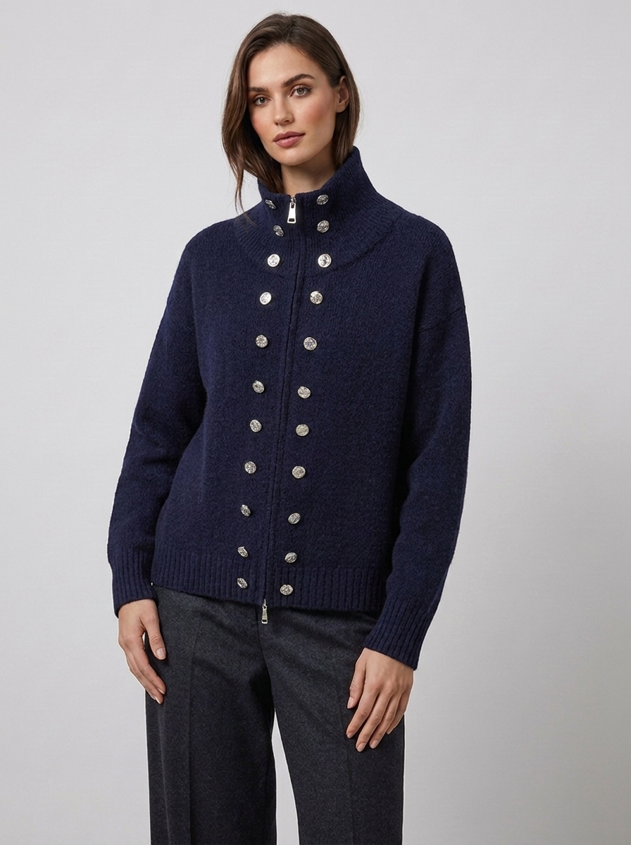 Women's Turtleneck Cardigan Jacket for Cozy Winter Style