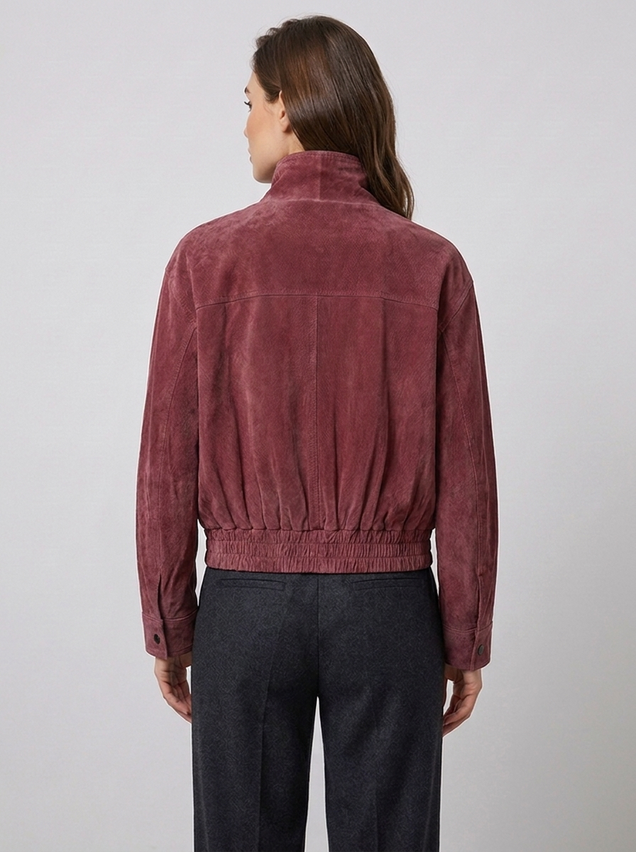 Women's Vintage Suede-Look Bomber Jacket