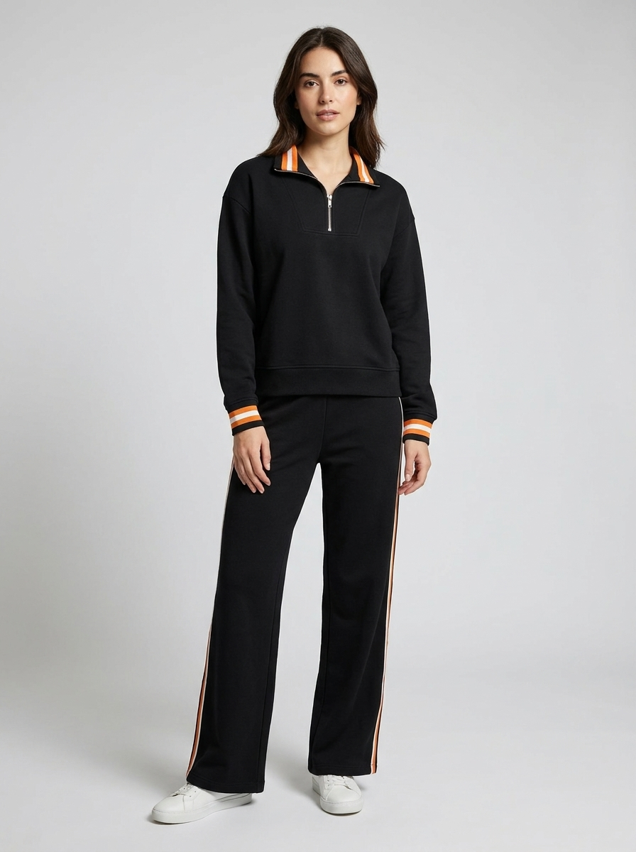 Women's Quarter Zip Pullover and Loose Pants Set