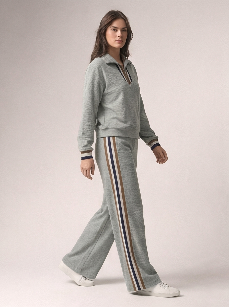 Women's Quarter Zip Pullover and Loose Pants Set
