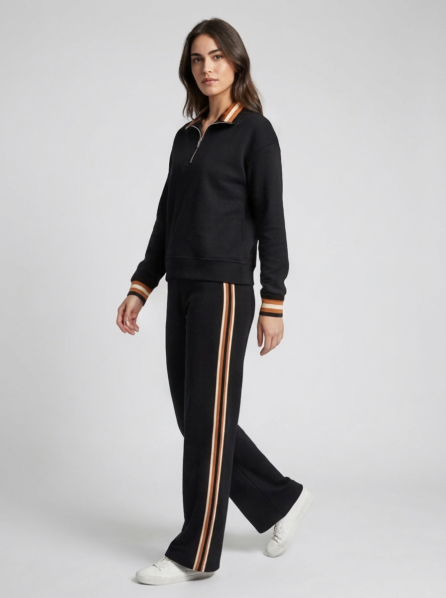 Women's Quarter Zip Pullover and Loose Pants Set