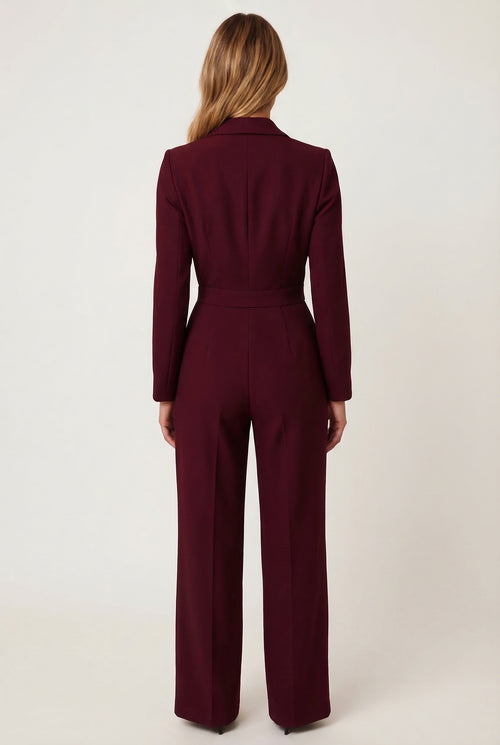 Women's Winter Jumpsuit – Chic Blazer V-Neck Design for Elegant Evening Wear