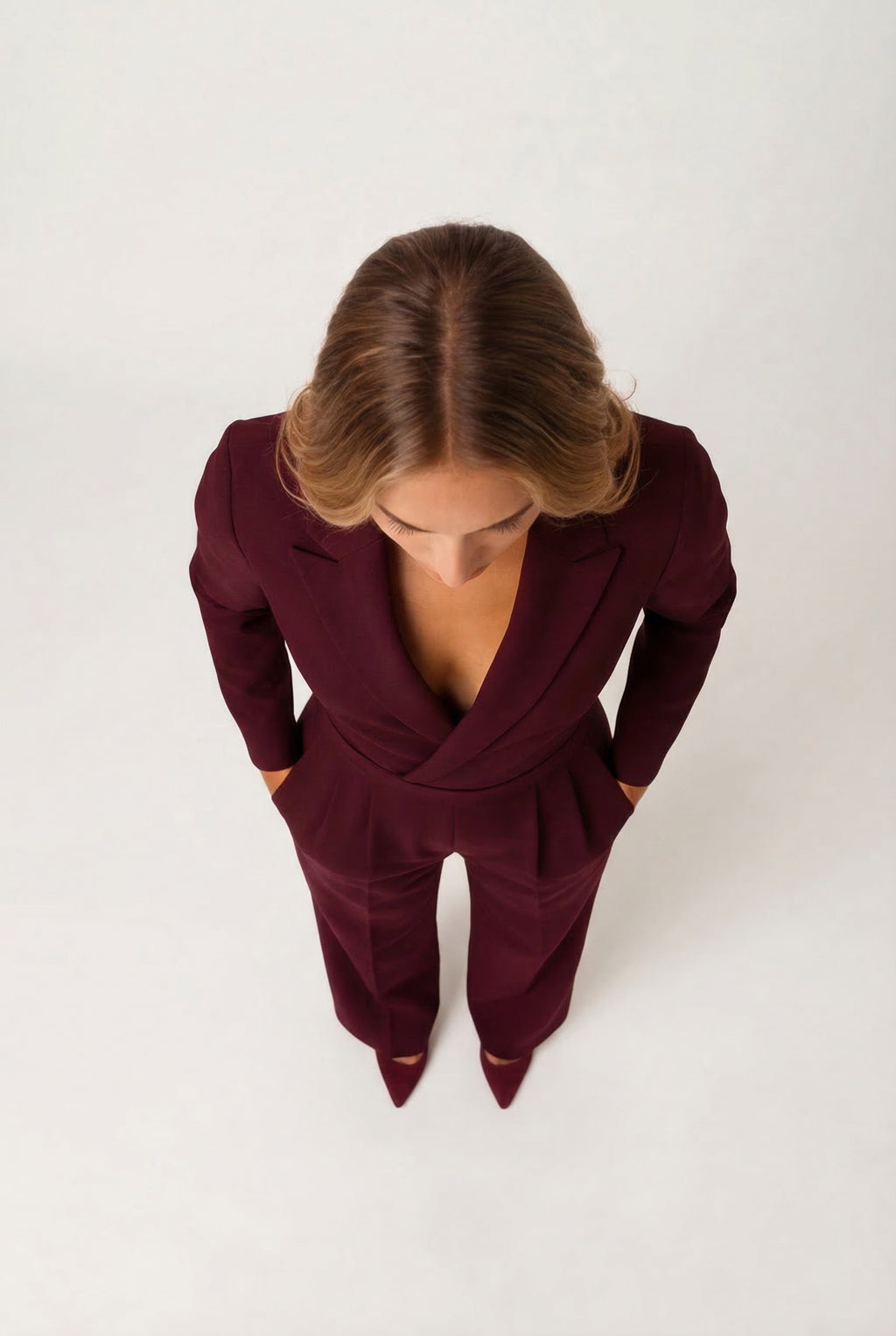 Women's Winter Jumpsuit – Chic Blazer V-Neck Design for Elegant Evening Wear