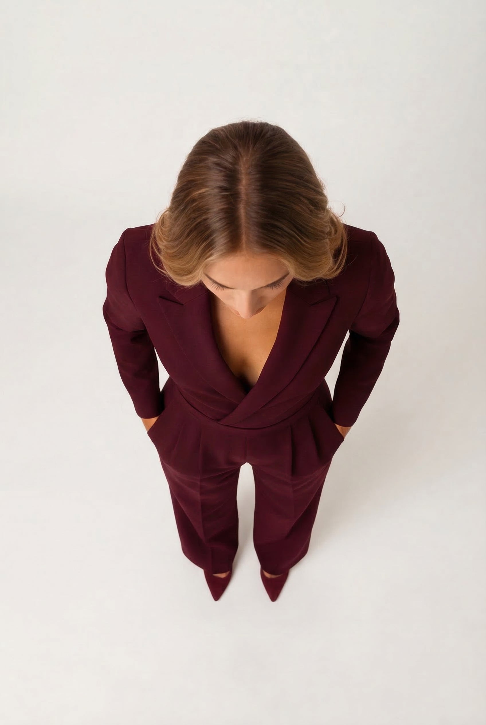 Women's Winter Jumpsuit – Chic Blazer V-Neck Design for Elegant Evening Wear