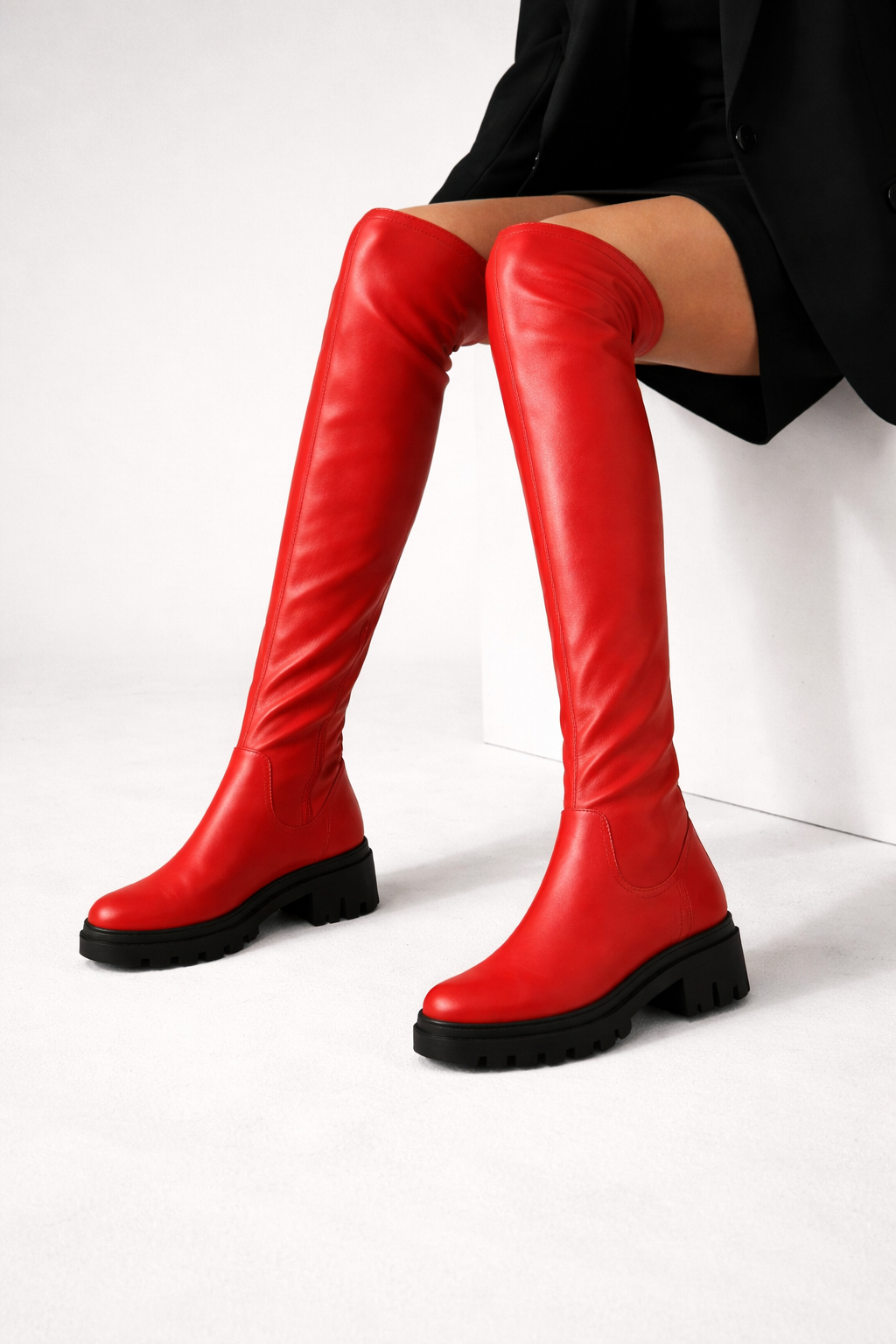 Women's Thigh High Boots – Stylish Over-the-Knee Design with Chunky Sole